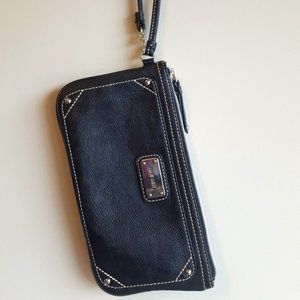 Nine West Black Clutch Purse with Jaguar Lining